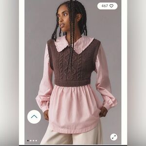 NWT Maeve Collared Twofer Layered Sweater Vest size Medium